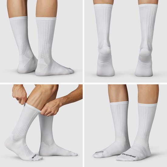 GripGrab - FastStream Aero Fietssokken Hoog Performance Zomer Wielren Sokken Tijdrijden - Unisex - Wit - Maat L (44-47) van Merkloos — afbeelding 2