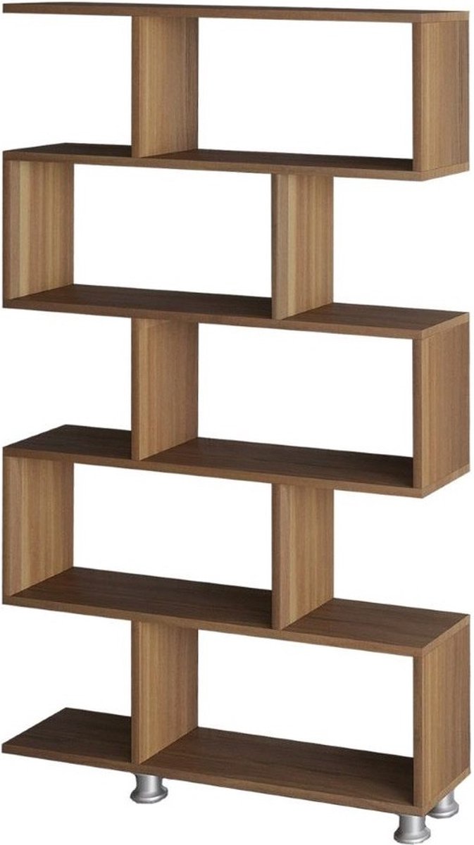 Asir - Boekenplank - Okkernoot - 90 x 20 x 156 cm