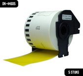 DULA Brother Compatible DK-44605 - Doorlopende labelrol - 5 rollen - 62 mm x 30,48 m - Zwart op geel - Papier - Verwijderbaar