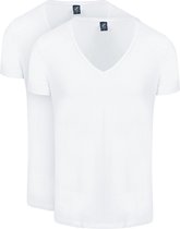 Suitable - Vibamboru T-Shirt Diepe V-Hals Wit 2-Pack - Heren - Maat M - Slim-fit