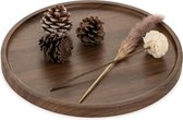 Decoratief dienblad rond: rustiek walnoot houten dienblad notenhout kleine dienbladen voor koffie keuken voetenbank, 30 cm