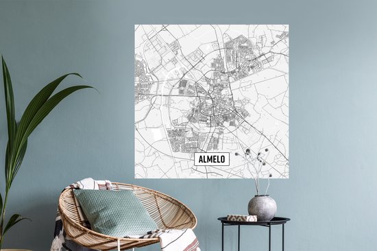 Stickers muraux - Plan de la ville Almelo - 100x100 cm - Feuille adhésive XXL - Carte