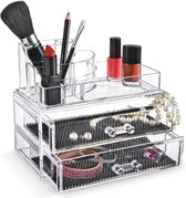 Producten Make-up organizer, acryl, groot, met laden, transparant