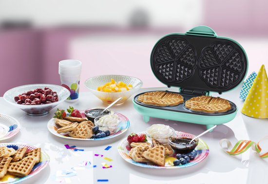 Bestron Wafelijzer - ADWM1000M - 1000W - 10 hartvormige wafels - Anti aanbaklaag - Mint - 5 jaar garantie van Bestron — afbeelding 4