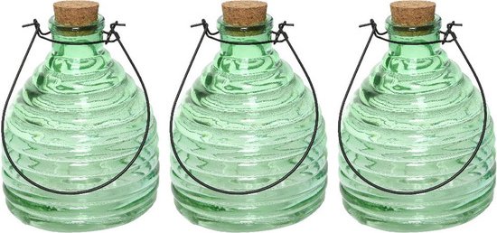 3x Wespenvangers/wespenvallen groen 17 cm van glas - Insectenvangers/insectenvallen - Insectenbestrijding