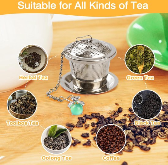 Infuseur à Thé En Acier Inoxydable - Boule à Thé 52 Mm De Diamètre Avec Chaîne - Pour Feuilles De Thé En Vrac, épices, Infusions - Compatible Tasse Et Théière - 2