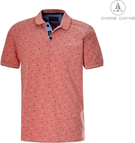 Chris Cayne heren poloshirt - polo heren - 3052 - rood print - korte mouwen - maat M