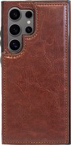 ShieldCase wallet case - geschikt voor Samsung Galaxy S24 Ultra - leren Samsung Galaxy S24 Ultra hoesje - portemonnee hoesje met ruimte voor pasjes - bruin