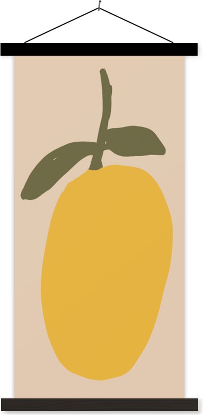 Posterhanger incl. Poster 40x80 cm - Schoolplaat - Fruit - Abstracte kunst - Modern - Textielposter - Zwarte latten