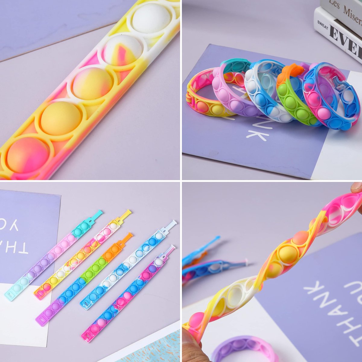 Partizzle 24x Fidget Toys Pop It Armbanden Pakket - Armbandjes Uitdeelcadeautjes - Grabbelton Traktatie Cadeautjes - Voor Kinderen & Peuters — afbeelding 6