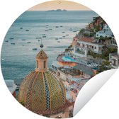 Tuincirkel Italië - Positano - Zee - 120x120 cm - Ronde Tuinposter - Buiten XXL / Groot formaat!