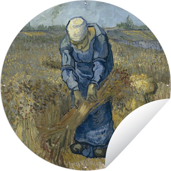 Tuincirkel De schovenbindster (naar Millet) - Vincent van Gogh - 90x90 cm - Ronde Tuinposter - Buiten