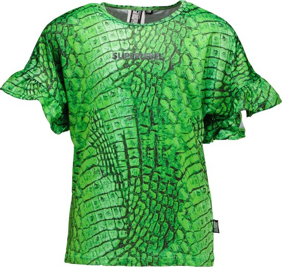 SuperRebel - T-shirt Benica - Croco fluo green - Maat 164