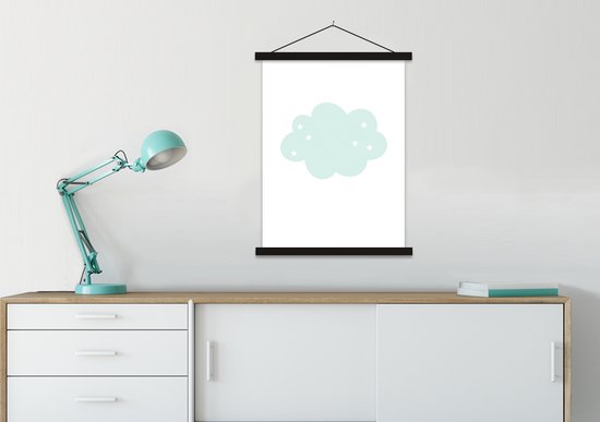 Décoration murale chambre d'enfant - Affiche scolaire enfants - 60x80 cm - Nuage - Etoiles - Pastel - Enfants - Décoration murale