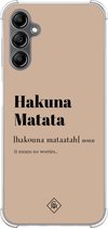 Casimoda® hoesje - Geschikt voor Samsung Galaxy A14 5G - Hakuna Matata - Shockproof case - Extra sterk - TPU/polycarbonaat - Bruin/beige, Transparant