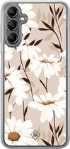 Casimoda® hoesje - Geschikt voor Samsung Galaxy A14 5G - In Bloom - 2-in-1 case - Schokbestendig - Bloemen - Verhoogde randen - Bruin/beige, Transparant