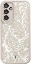Casimoda® hoesje - Geschikt voor Samsung Galaxy A54 - Palmy Leaves Beige - Zwart TPU Backcover - Natuur - Bruin/beige