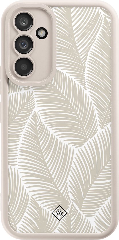 Casimoda® hoesje - Geschikt voor Samsung Galaxy A54 - Palmy Leaves Beige - Zwart TPU Backcover - Natuur - Bruin/beige