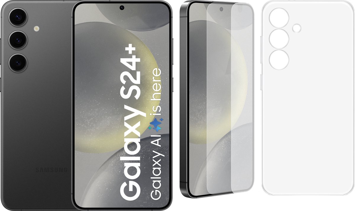 Samsung Galaxy S24 Plus 5G - 256GB + Clear Case + Screen Protector - Onyx Black