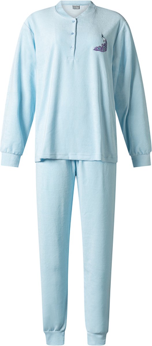 Lunatex warme dames pyjama badstof 124206 - blauw blue