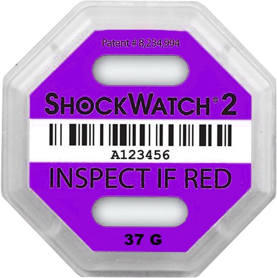 ShockWatch®2 schokindicator 37G Paars, inclusief framing label - pak met 10 stuks