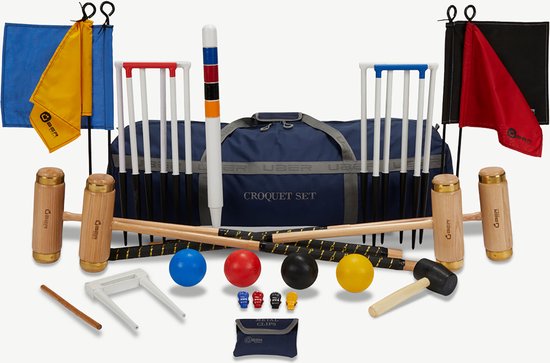 Ultieme Executive Croquet Set - Engels Tuinspel - Koperen banden, kunststof ballen, 16 mm dikke stalen poorten Met Tas Klasse en Geweldig