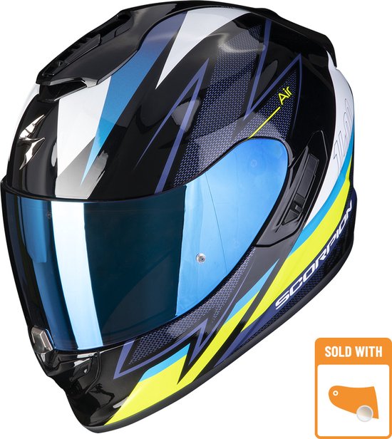 Foto: Scorpion exo 1400 evo air thelios black blue neon yellow 2xl maat 2xl helm