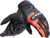 Dainese Carbon 4 Short Leather Gloves Black Fluo Red XS - Maat XS - Handschoen