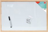 SOHO Whiteboard – Whiteboard met hout – Uitwisbare whiteboard – Whiteboard inclusief magneten – Kunststof – 40 x 60 cm - Wit