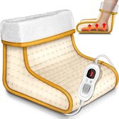 Chauffe-pieds électrique avec 6 réglages de température et minuterie | Protection contre la surchauffe et arrêt automatique (Beige)