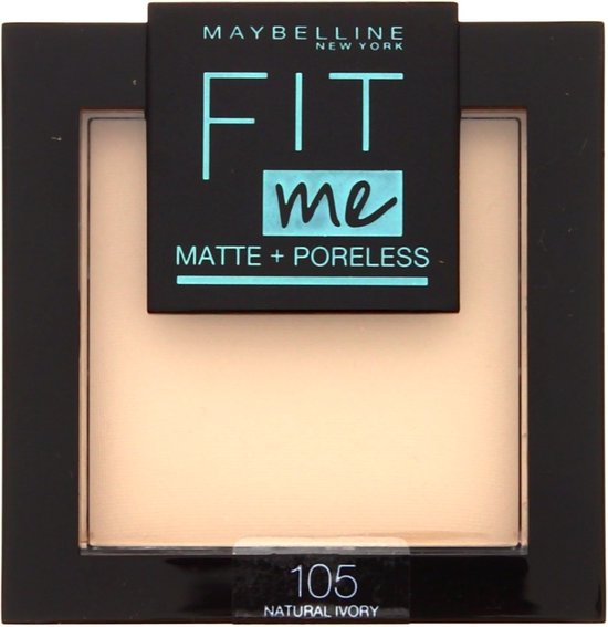 Maybelline New York - Fit Me Matte + Poreless Powder - 105 Natural Ivory - Matterend Poeder welke Poriën Zichtbaar Verkleind - 9 gr. - Maybelline