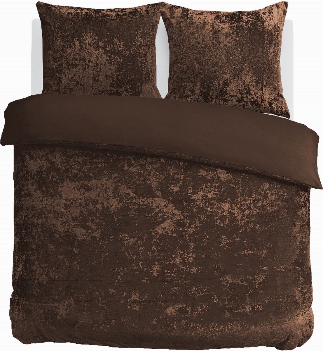 Velvet Couture Dekbedovertrek - 200x200/220 - Crushed Velvet - Chocolade Bruin