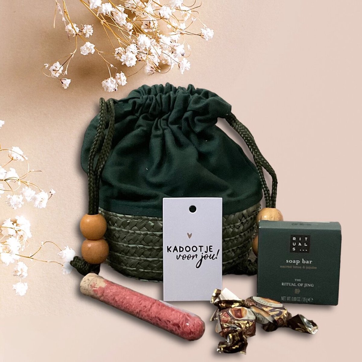 Goedkoopste Mandje/Tasje GROEN - geschenkset - cadeautje voor jou -Moederdag - Valentijn - verjaardag cadeau