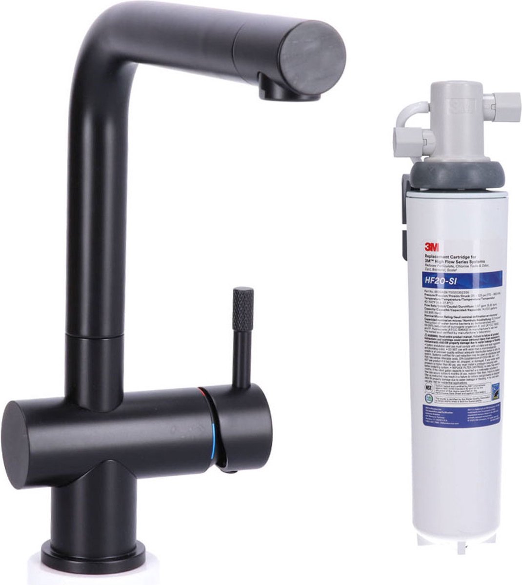 STAHL Keukenkraan Black massief RVS inclusief 3M waterfilter