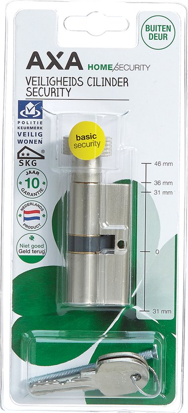 AXA Knop Veiligheidscilinder (Security): K30-30 mm, incl. 3 sleutels. SKG** - Axa