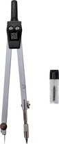 SOHO Passer Staal 2-delig - Ergonomische passer voor tekenen - Hoogwaardige tekenpassers - Compacte en handige passer - Zilver/Zwart
