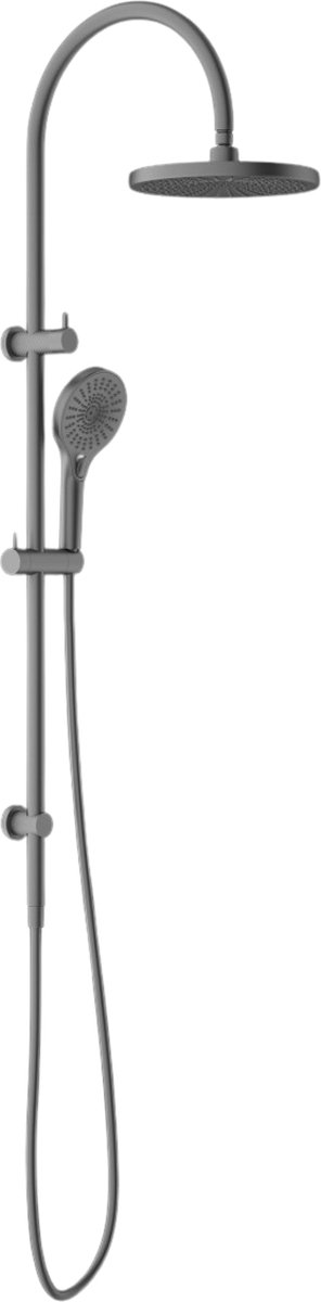 Owen & Finch Inbouw Doucheset Ø250 – Geborsteld Grafiet | Brushed Graphite PVD – Messing – Regendouche & 3-standen Handdouche
