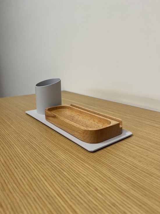 Organiseur de Bureau Furni24 Porte-stylos, Porte-téléphone (10 x 10 x 25 cm, Grijs