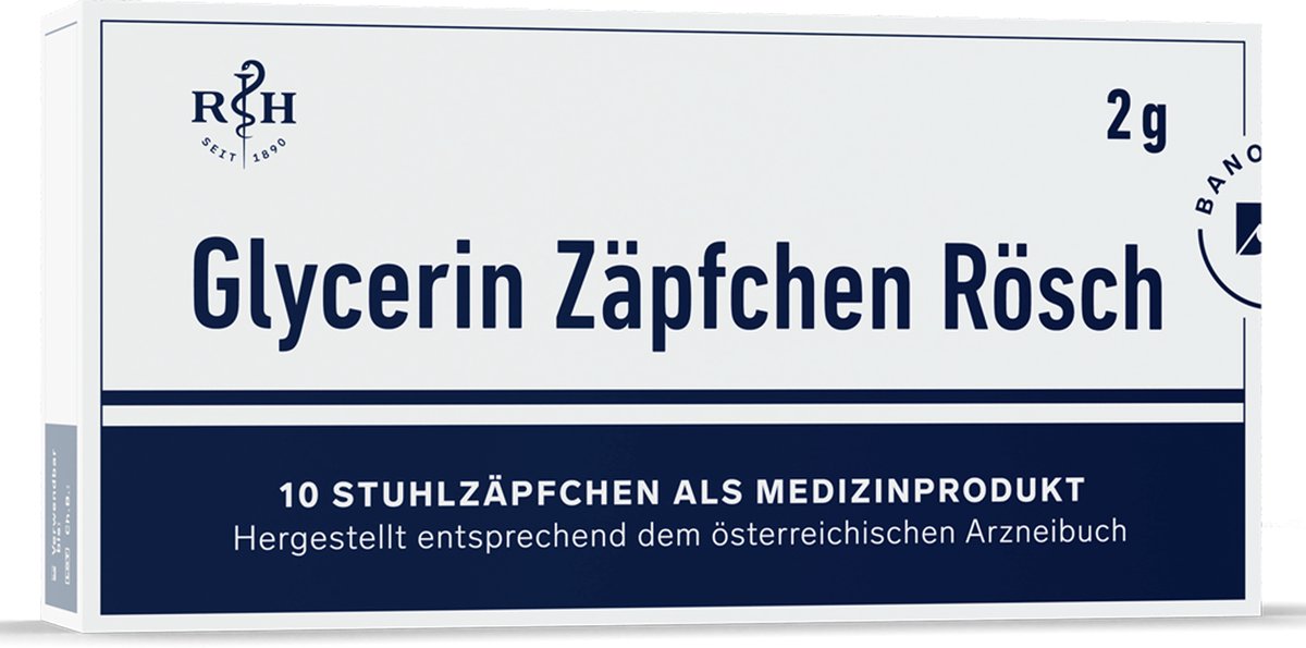Goedkoopste Rösch & Handel Glycerine Zetpillen 2 gr. - 10 stuks verpakking