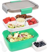 Salade Lunchbox met Meerdere Compartimenten - Duurzaam en Lekvrij - Geschikt voor Volwassenen - Ideaal voor School en Kantoor - Inclusief Dressingcontainer en Bestek - Magnetron- en Vaatwasmachinebestendig - Gezonde Maaltijden Onderweg