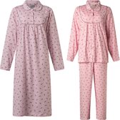 Klassieke dames set van Lunatex nachthemd + pyjama kleur roze in maat S