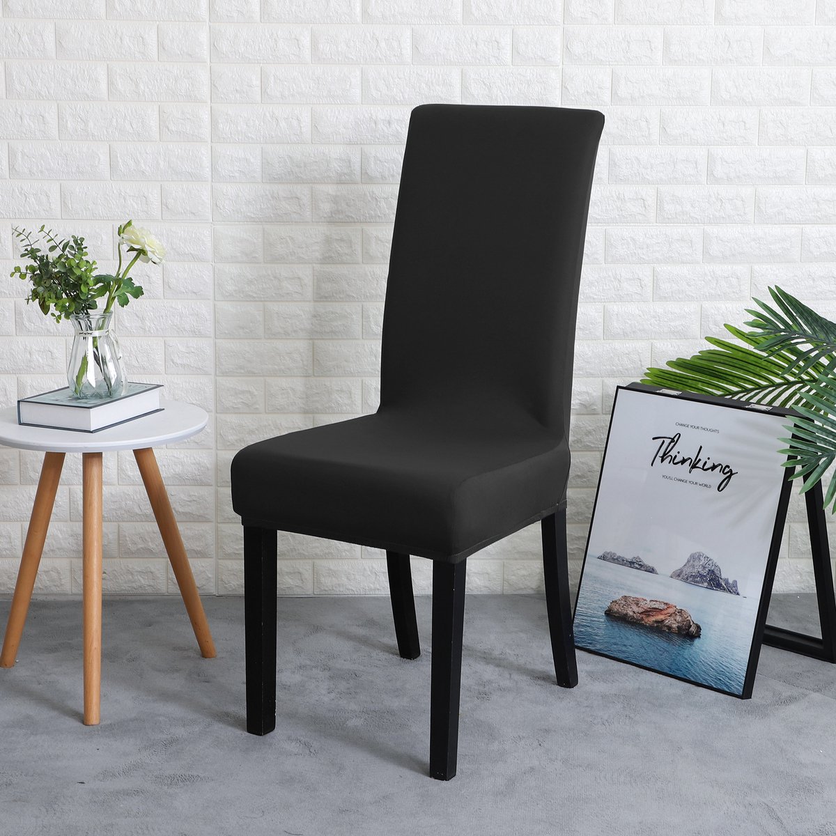 Covers by Ralfos* eetkamerstoelhoes zwart - Eetkamerstoelhoes - Chair cover - Zwart - Hoes - Stoelhoes - Stretch - Kantoor en Thuisgebruik - Woondecoratie - Wasmachine bestendig