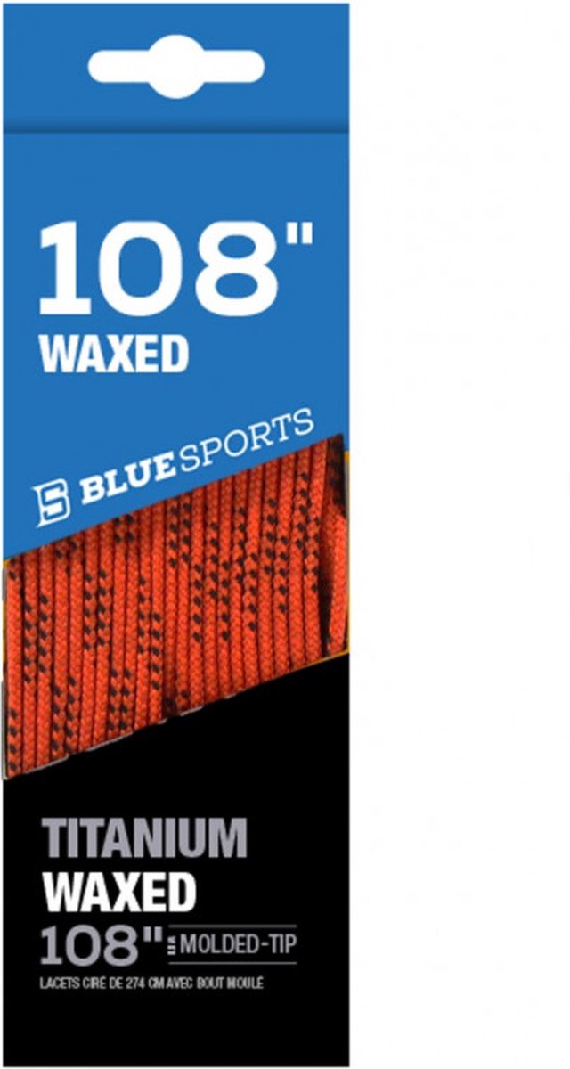 Blue Sports - waxed veters 108inch - 274cm oranje voor ijshockeyschaats