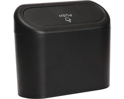 Afvalbakje - Auto Afvalbakje - Universeel Bruikbaar - Push deksel - Compact - Automatische Vering - Multifunctioneel - Keuken - Anti lek - Geurdicht - Inhoud 1L - Auto/Caravan/Camper/Thuis etc. - 16 x 6.5 x 13.5 cm