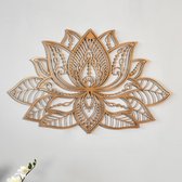 IWA Concept - 3D Metalen Mandala Wanddecoratie - Muurdecoratie - Lotusbloem Wanddecoratie - Housewarming Cadeau - Metalen Wandbord - Koper- 67x43 CM