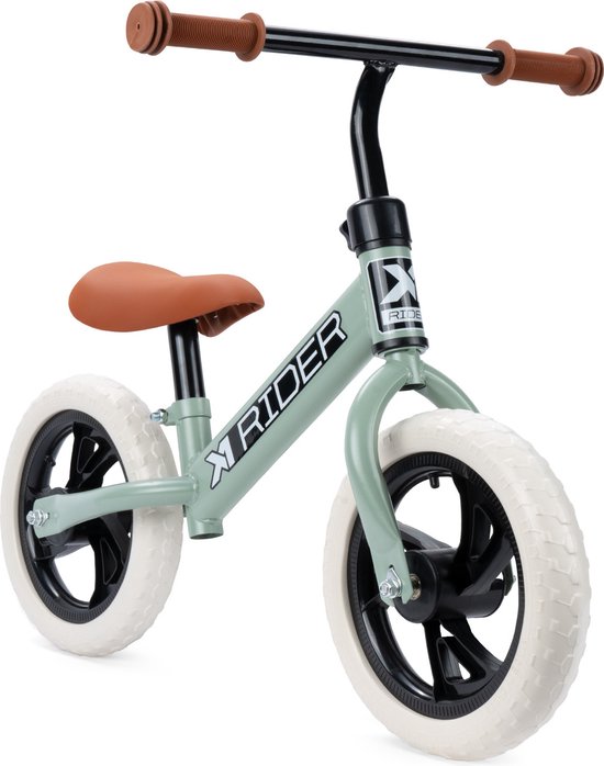 X1te Rider Bike Groene Loopfiets, Groene Kinderfiets, Stapfiets Peuters en Kleuters, 1-4 jaar, Lichtgewicht Aluminium Frame, Verstelbaar zadel, Duurzaam loopfietsje