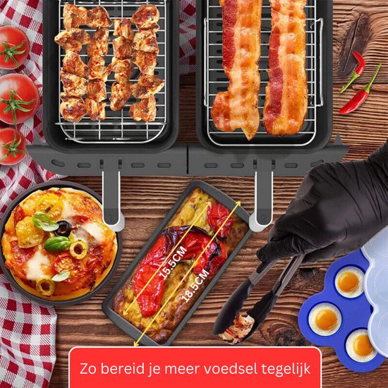 Accessoires de vêtements pour bébé pour Airfryer Double Panier, 7 pièces compatibles pour Ninja Foodi AF300EU AF400EU, Princess 182074 8L, adapté pour Air double panier 7,6-9,6L