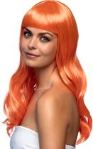 Boland - Pruik Chique oranje Oranje - Golvend - Lang - Vrouwen - - Glitter and Glamour
