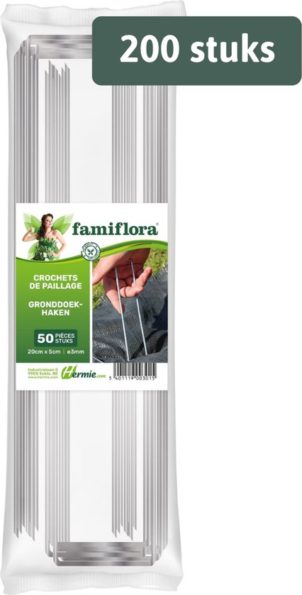 Foto: Famiflora 200 gronddoekhaken 200 gronddoekpennen 3mm grondpennen worteldoek pennen 20 x 5cm