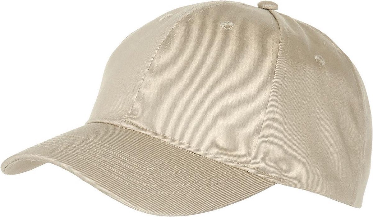 *** Baseball cap - 6 panelen Khaki - Pet - Katoen - Baseballcap - Verstelbaar - Unisex - Petten Party - Cap - van Heble® ***